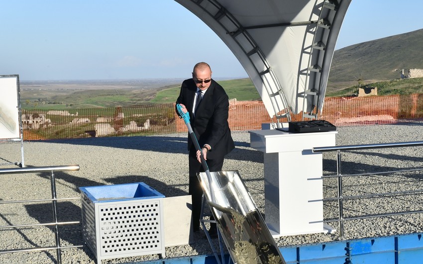 President Ilham Aliyev laid foundation stone for village of Gargabazari in Fuzuli district
