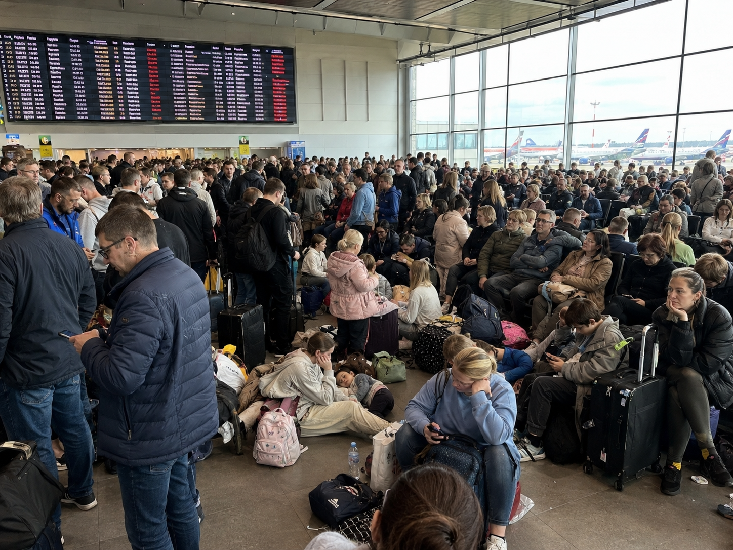 Rusiyada hava limanlarında xaos: <span class="text-danger">sərnişinlər saatlarla gözləyir</span>