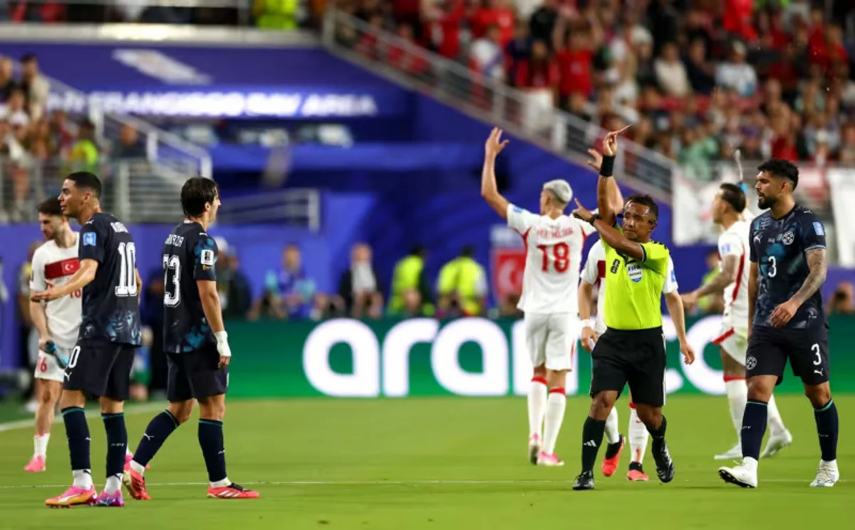 Almiron first player sent off for covering mouth