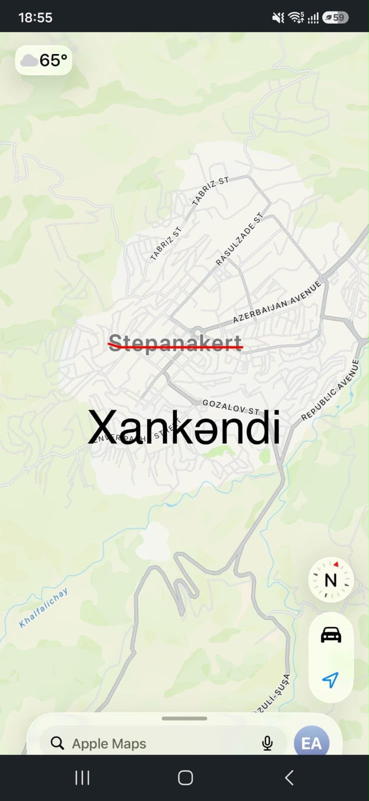 "Apple maps"də Xankəndi <span class="text-danger">"Stepanakert" göstərilir</span>