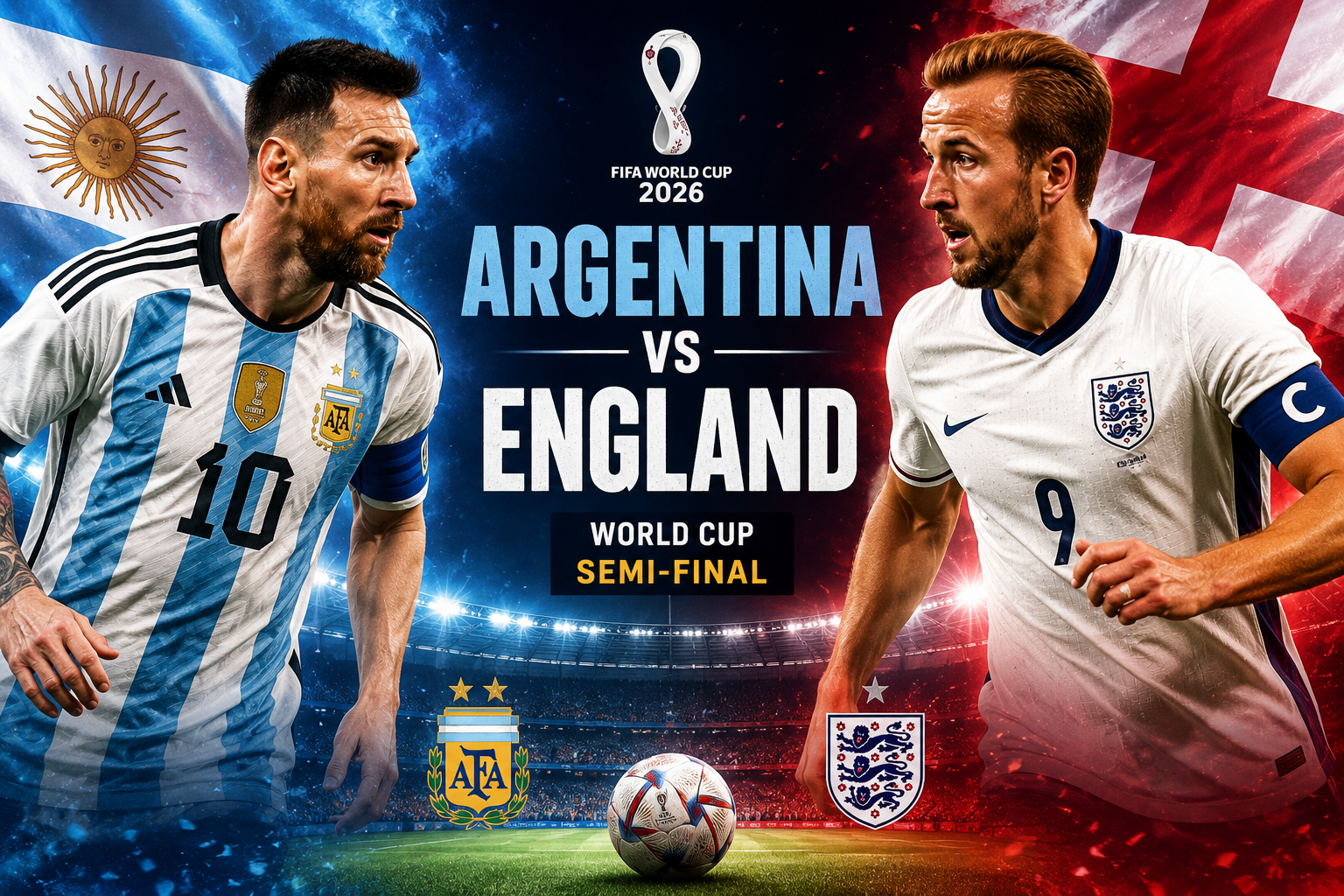 Historic rivals Argentina, England clash for World Cup final spot