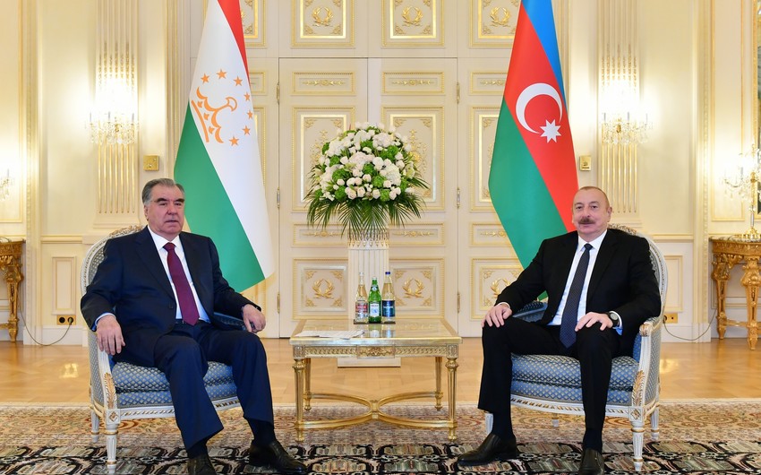President of Azerbaijan Ilham Aliyev meets with President of Tajikistan Emomali Rahmon