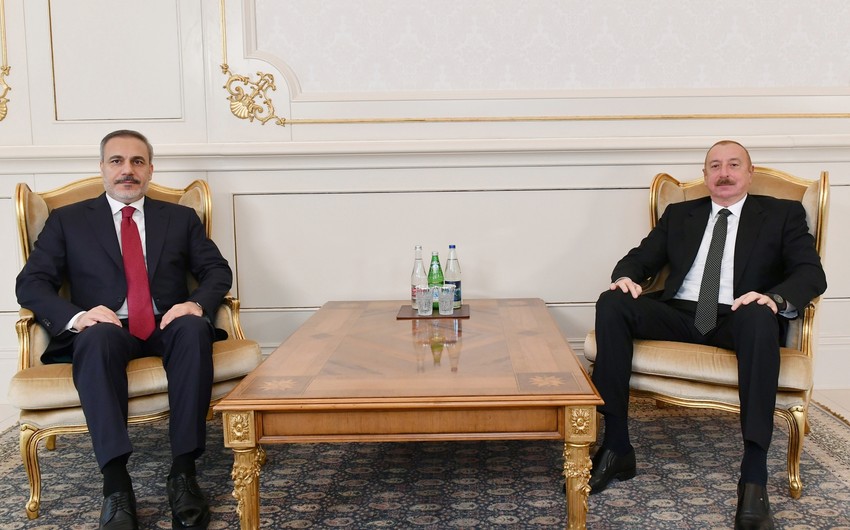 President of Azerbaijan Ilham Aliyev receives Foreign Minister of Türkiye