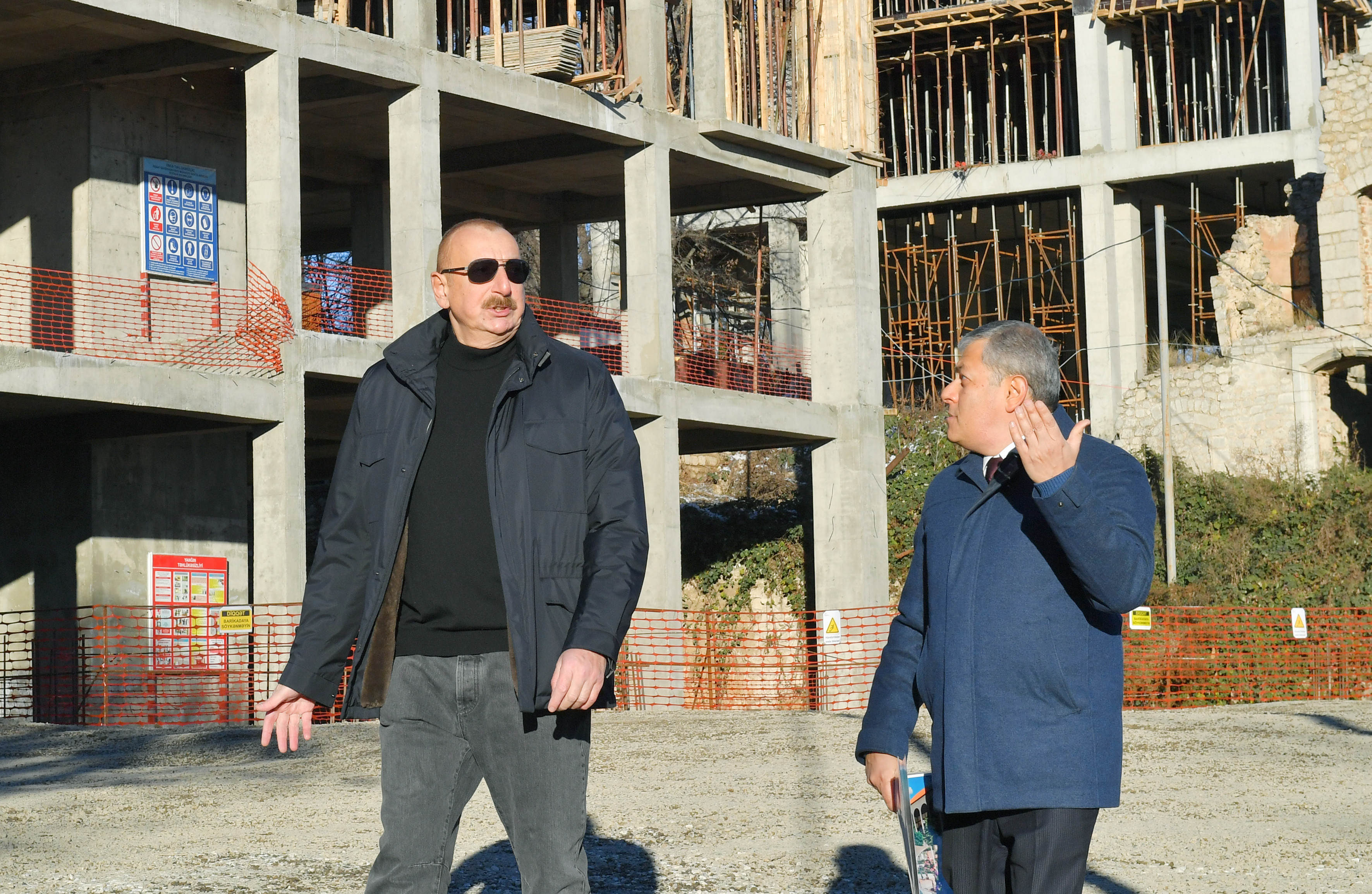 President examines construction progress of first residential complex consisting of 23 buildings in Shusha