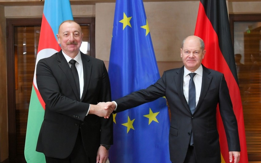 President of Azerbaijan Ilham Aliyev holds meeting with Chancellor of Germany Olaf Scholz in Munich