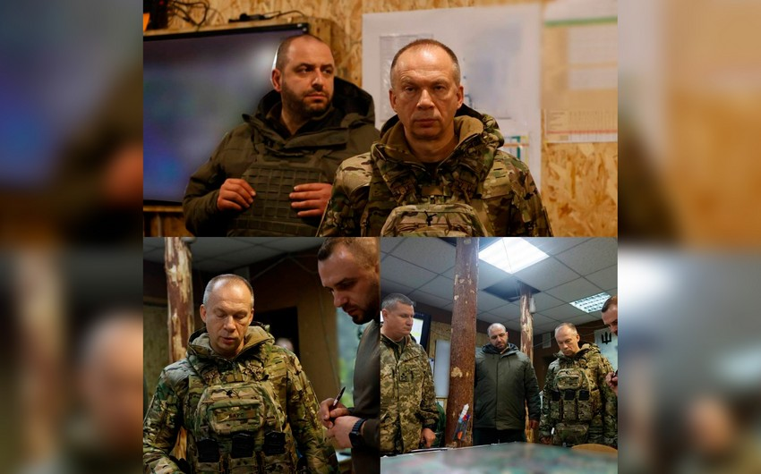 Ukraine army officials visit combat zone