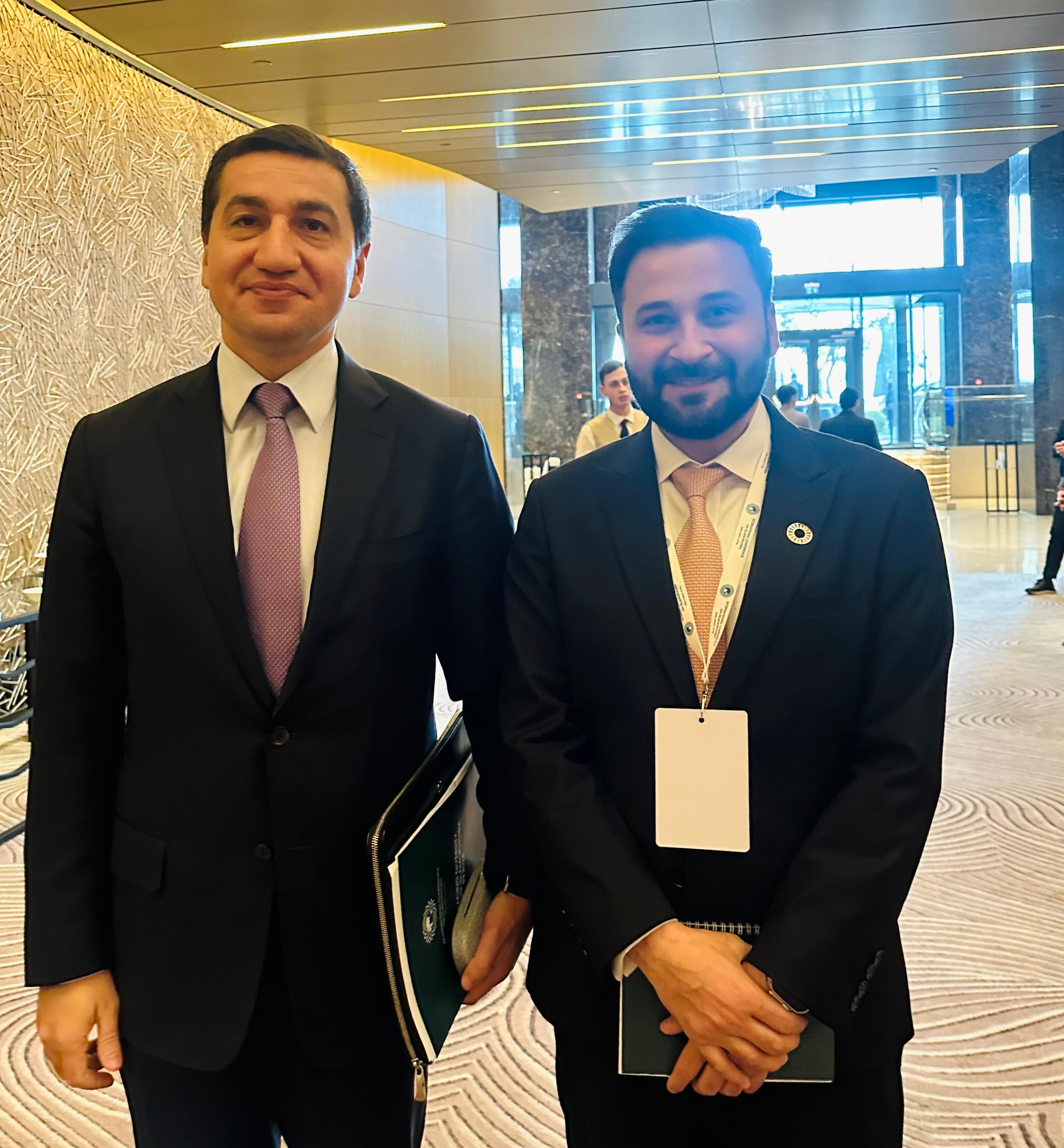 Pakistani Youth Leader Qaiser Nawab Engages in Productive meeting with Mr. Hikmat Hajiyev at Islamophobia Conference in Baku
