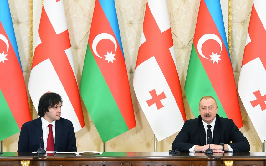 Azerbaijani President, Georgian Prime Minister make press statements - FULL