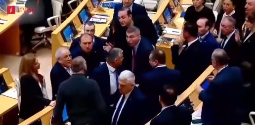 Gürcüstan deputatları arasında DAVA DÜŞDÜ - VİDEO