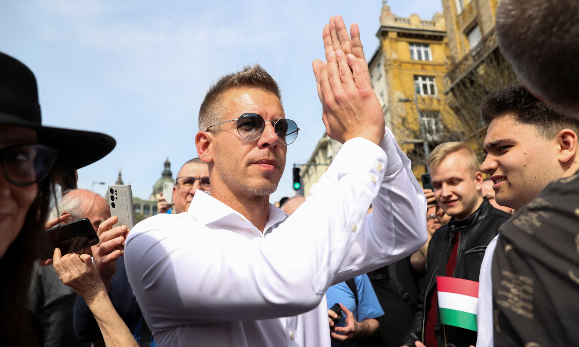 New challenger to Viktor Orbán leads huge demonstration in Budapest
