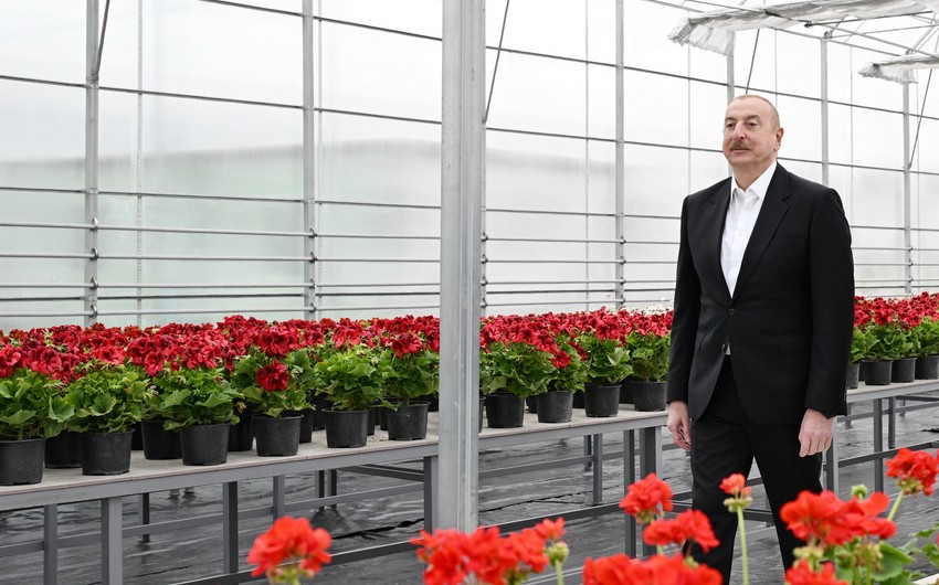 President Ilham Aliyev examines construction progress of Ecological Park Complex in Ganja city
