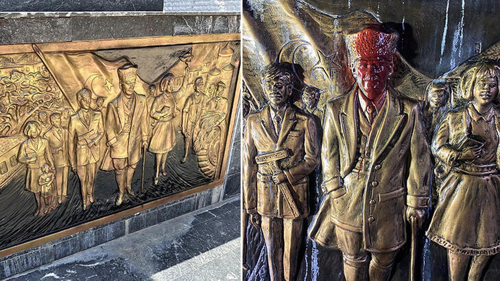 Atatürk abidəsinə sprey boya ilə hücum edən həbs olundu
