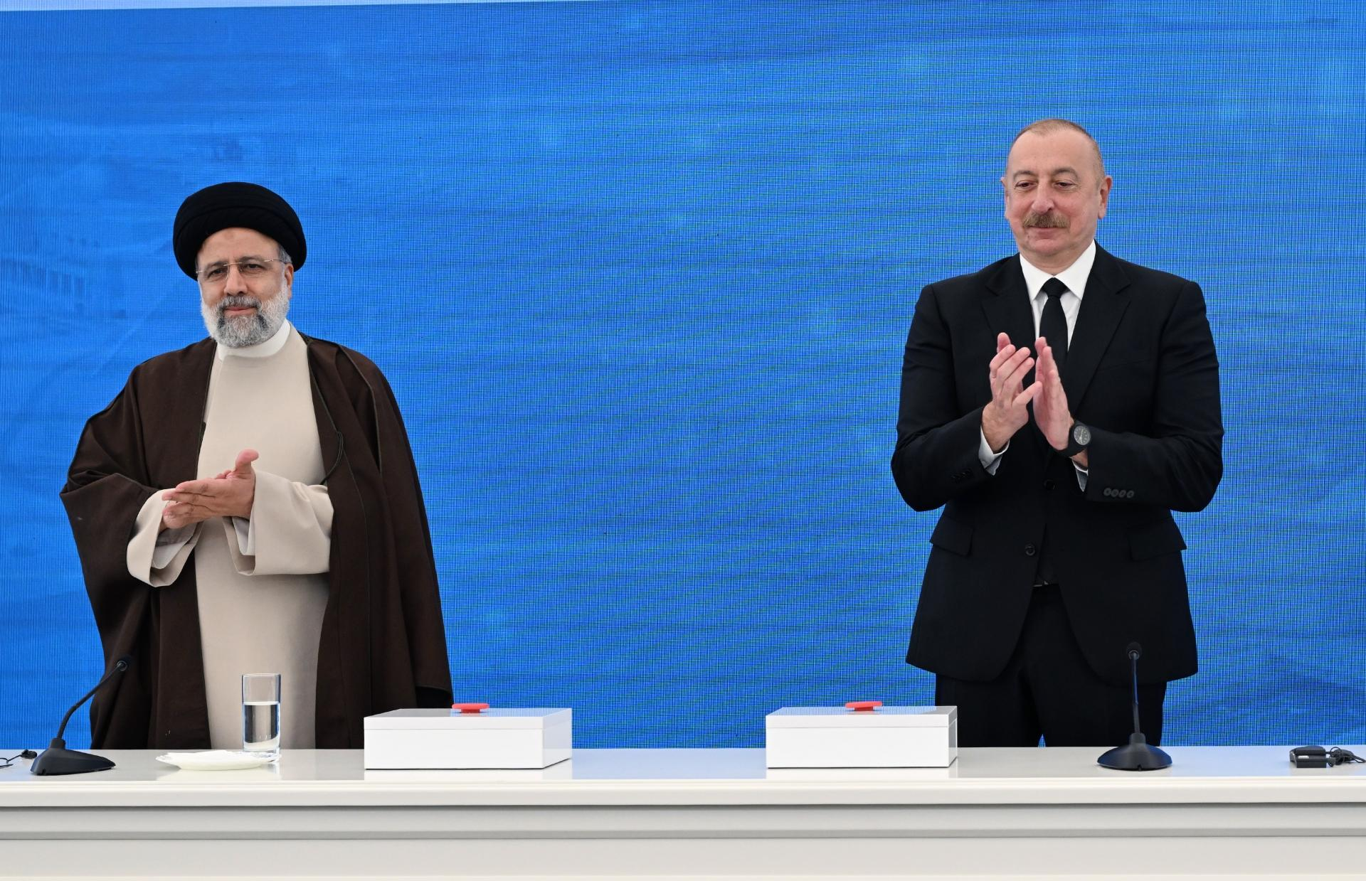 Presidents of Azerbaijan and Iran attend ceremony to commission "Khudafarin" hydroelectric complex and inaugurate "Giz Galasi" hydroelectric complex