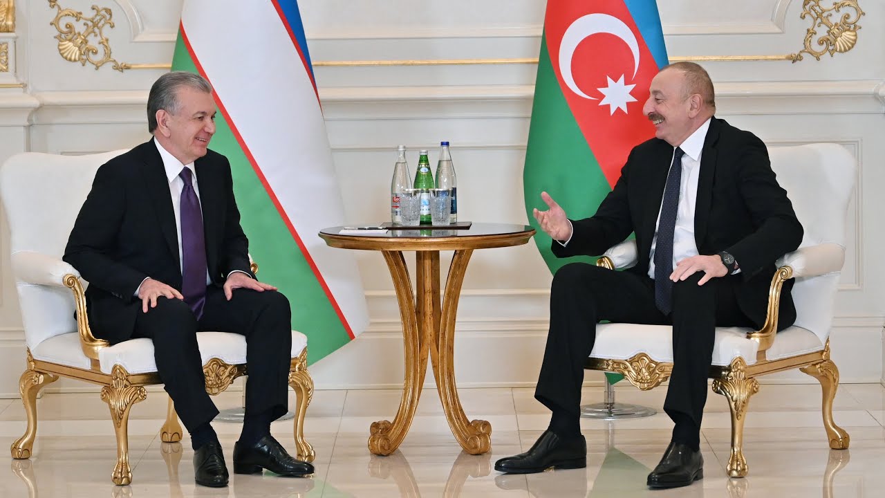 President Ilham Aliyev attended the ceremony to award President Shavkat Mirziyoyev