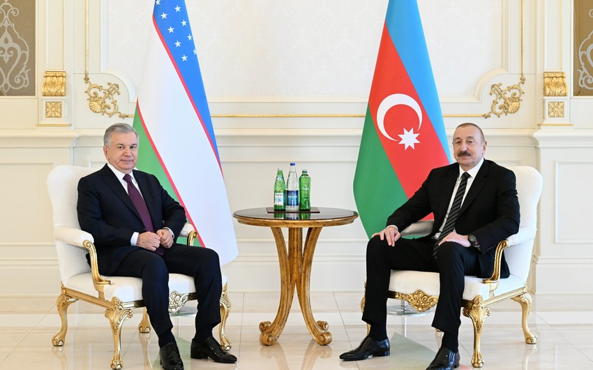 President of Azerbaijan Ilham Aliyev’s one-on-one meeting with President of Uzbekistan Shavkat Mirziyoyev begins