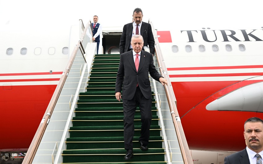 President of Türkiye Recep Tayyip Erdoğan arrives in Azerbaijan